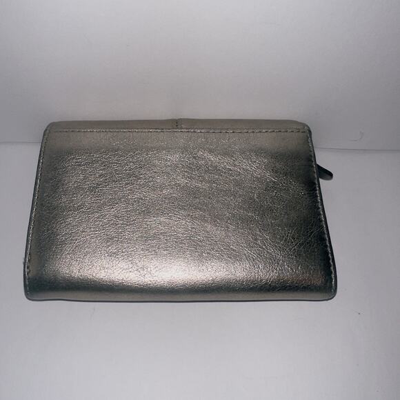 Coach Ashley Leather Pleated Bi-fold Wallet Bronze Metallic Gold W/zipper - Picture 2 of 11